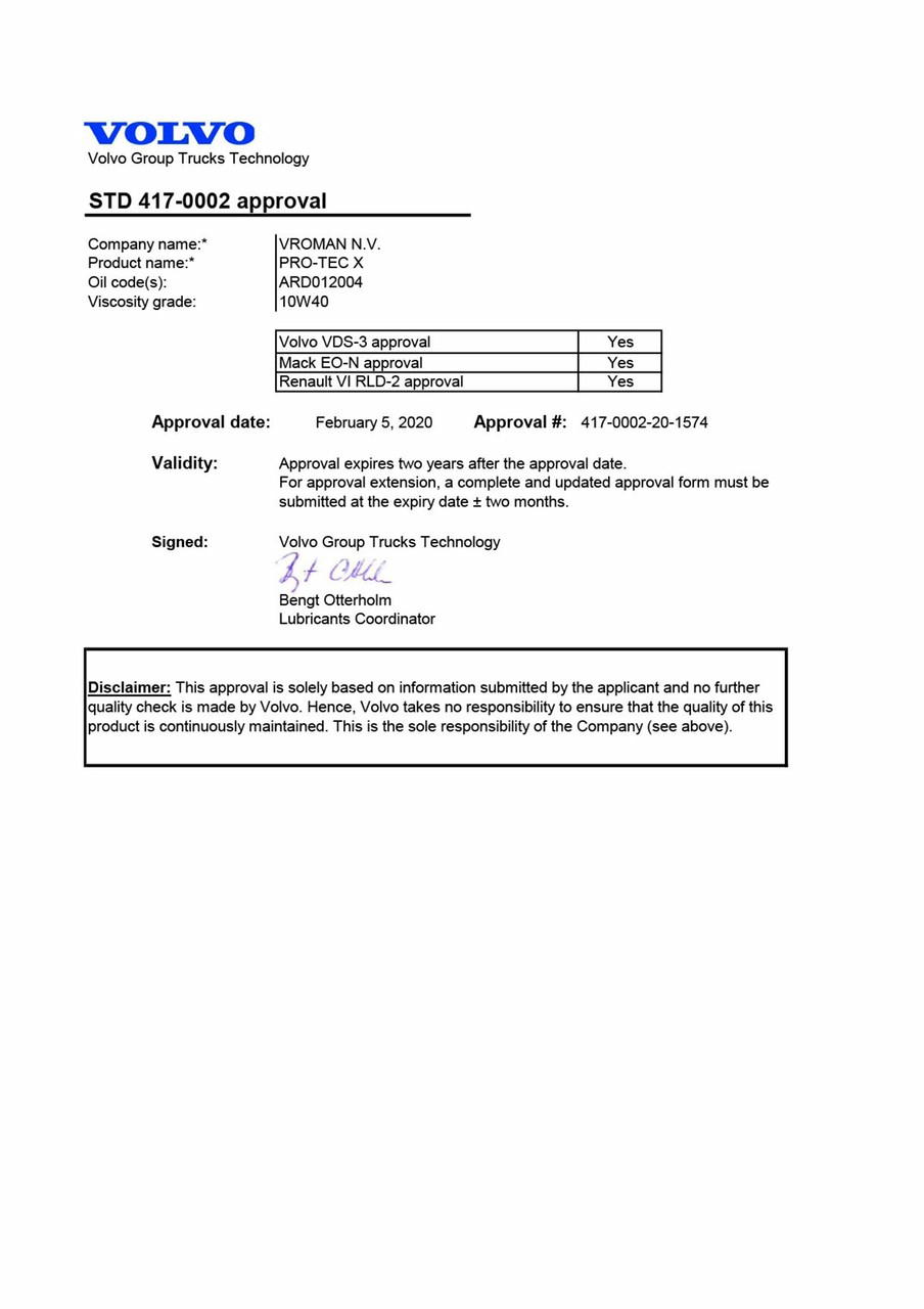 Các chứng chỉ Approval OEM của Ardeca. 